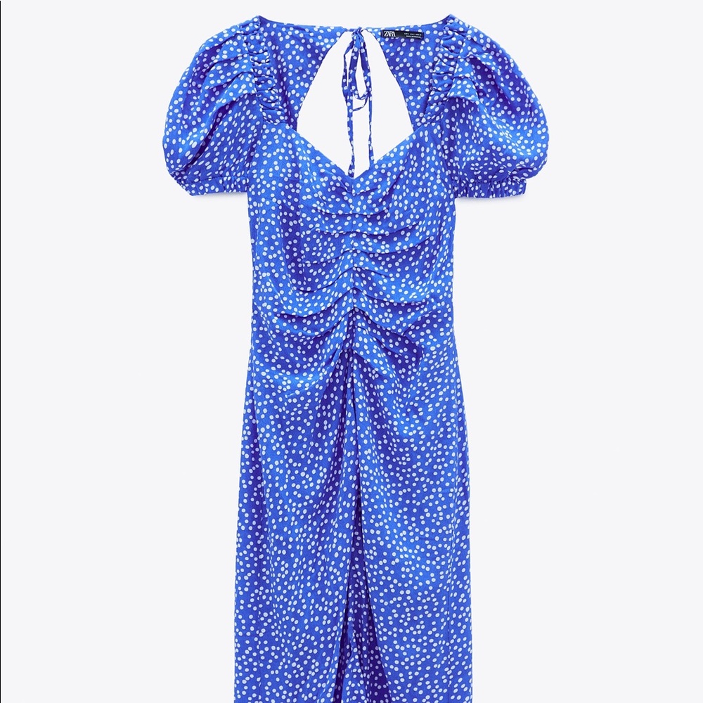 Blue polka dot dress - ZARA